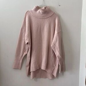 Free People Afterglow Mock Neck Sz S Wool Blend Oversized Slouchy Long Sweater